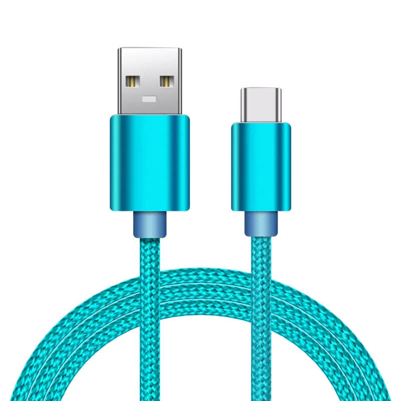 Cable Carga Braided USB Tipo C De 2 Metros Compatible Con Samsung, Google, Sony, iPhone 15, Moto, Huawei, Honor, Nintendo Switch Y Más (Azul)