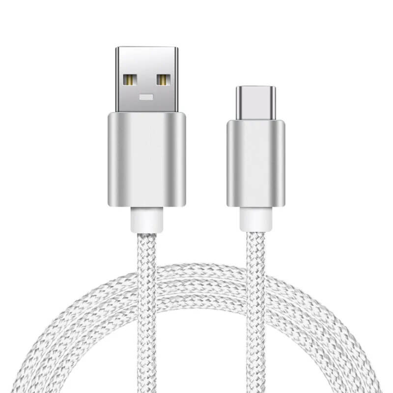 2 Metre Braided USB Type C Charging Cable Lead Compatible with Samsung, Google, Sony, iPhone 15, Moto, Huawei, Honor, Nintendo Switch and More (Silver)
