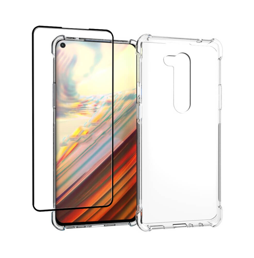 SDTEK Case for OnePlus 8 Pro + 3D Full Glass Screen Protector Clear Gel