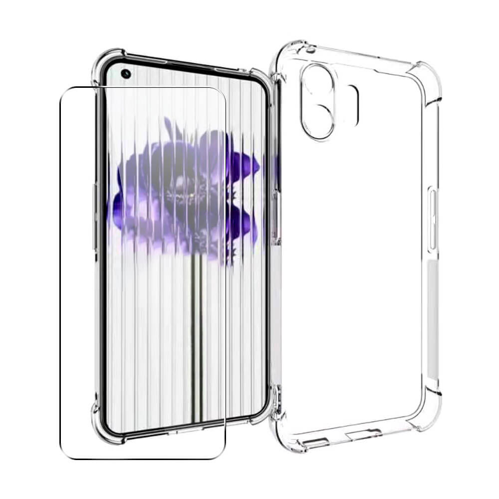 SDTEK Case for TCL 403 Gel Clear Cover + Glass Screen Protector