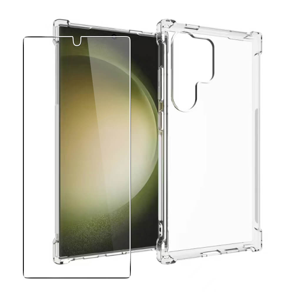 Case for Samsung Galaxy S24 Ultra Gel Clear Cover + Glass Screen Protector