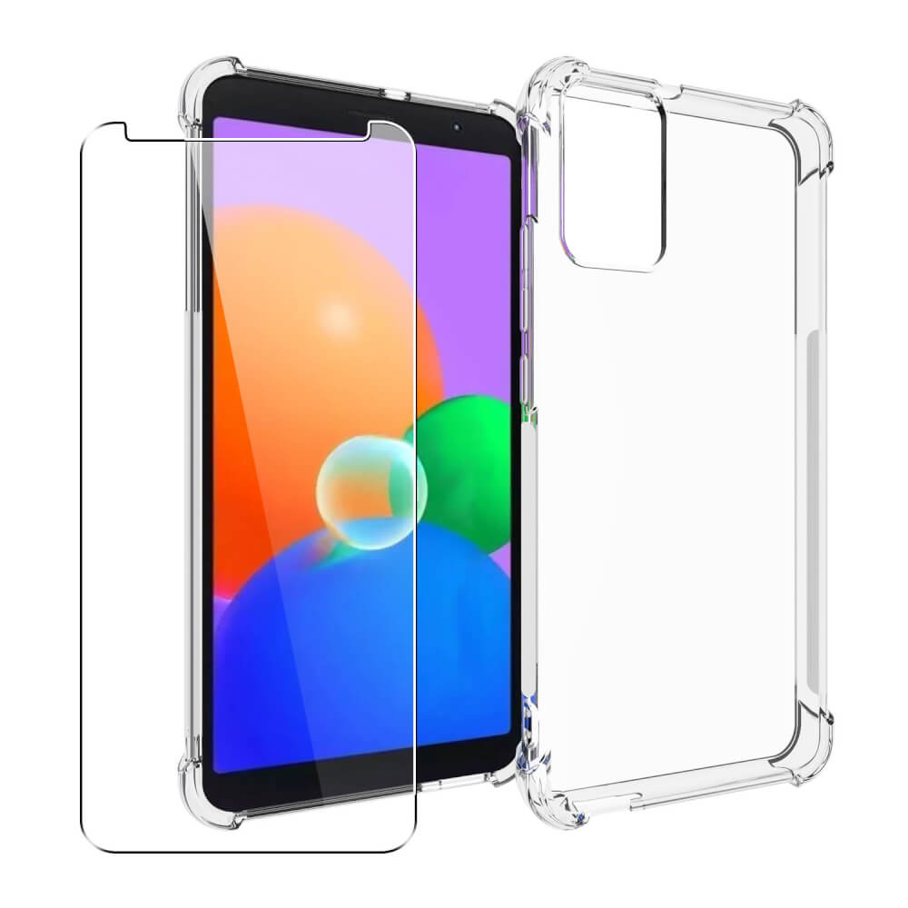 Case for TCL 403 + 2 Pack Tempered Glass Screen Protector Protective  Film,Slim Transparent Soft Gel TPU Silicone Protection Phone Case Cover for  TCL