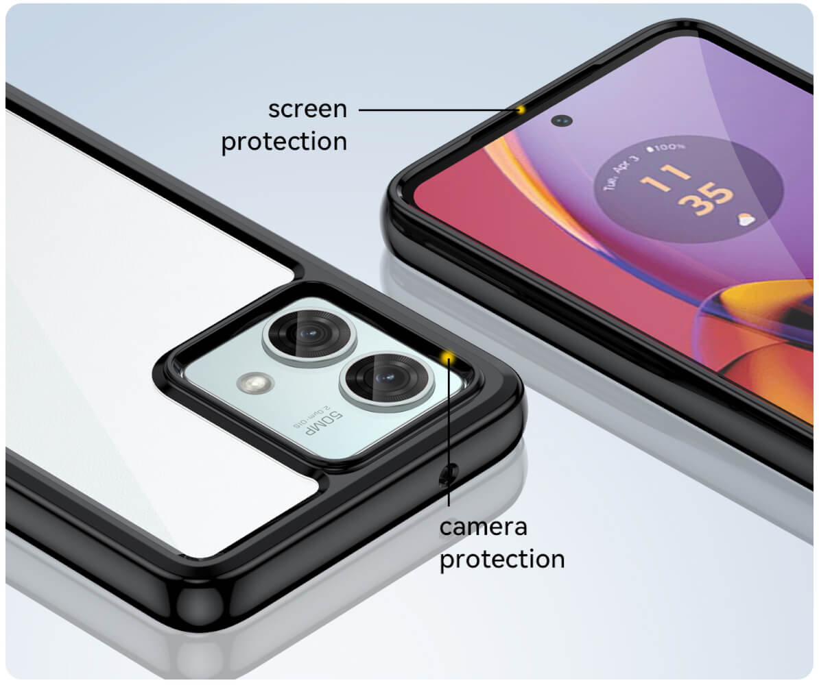 SDTEK Bumper Funda Para Motorola Moto G84 + Protector Pantalla Cristal Negro
