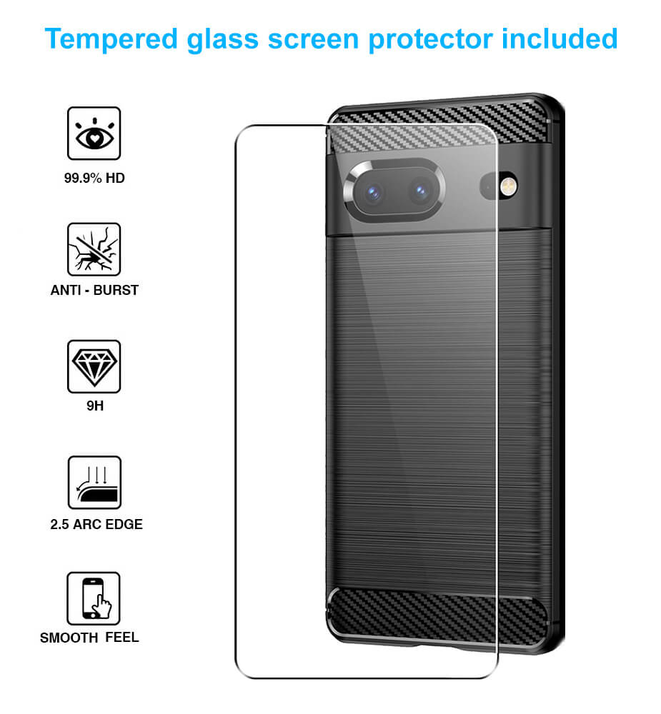 Carbon Case for Google Pixel Phone Cover + Glass Screen Protector - 第 38/44 張圖片