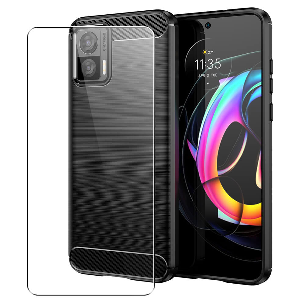 SDTEK Carbon Coque pour Samsung Galaxy M33 360 Cover écran Verre Trempé