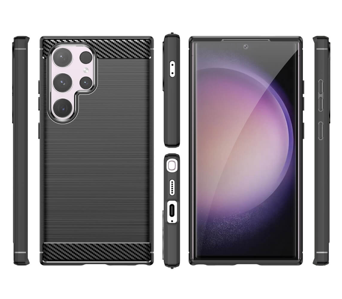 Funda Xiaomi Redmi Note 13 (4G) Carcasa Silicona Gel Negro Fibra Carbono