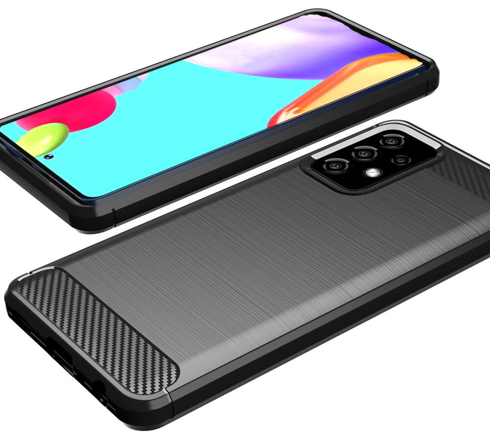 SDTEK Karbon Hülle Für Samsung Galaxy A52 5G Cover Mit Glasschutzfolie