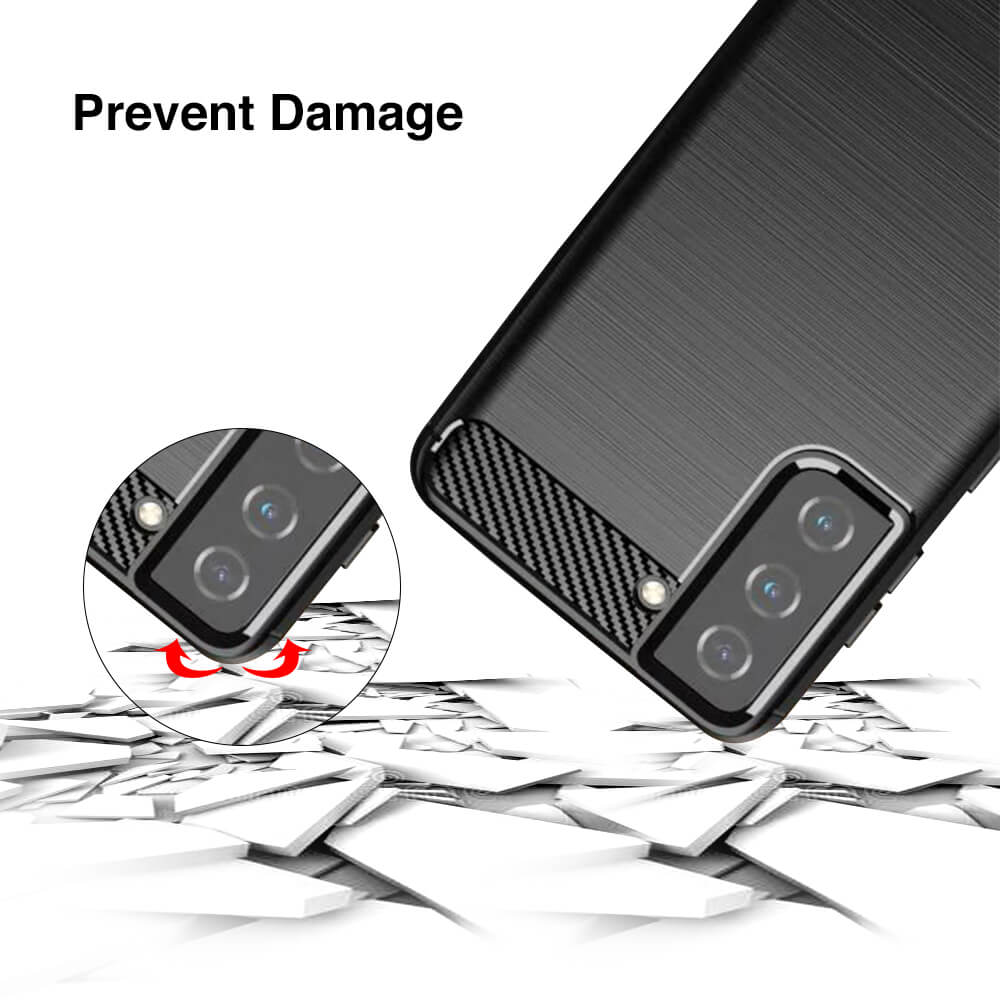 SDTEK Case for Samsung Galaxy S21 Carbon Fibre Silicone Cover