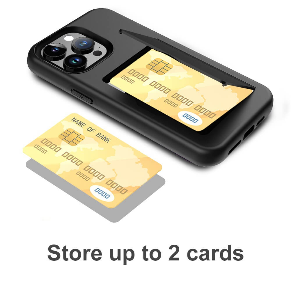 SDTEK Funda para iPhone 15 Pro Max Ranura Para Tarjeta Crédito Negro