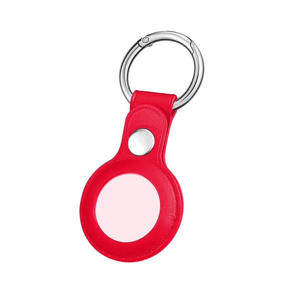 SDTEK Étui Pour Apple AirTag, Housse Protection Cuir PU Porte-clés Rouge