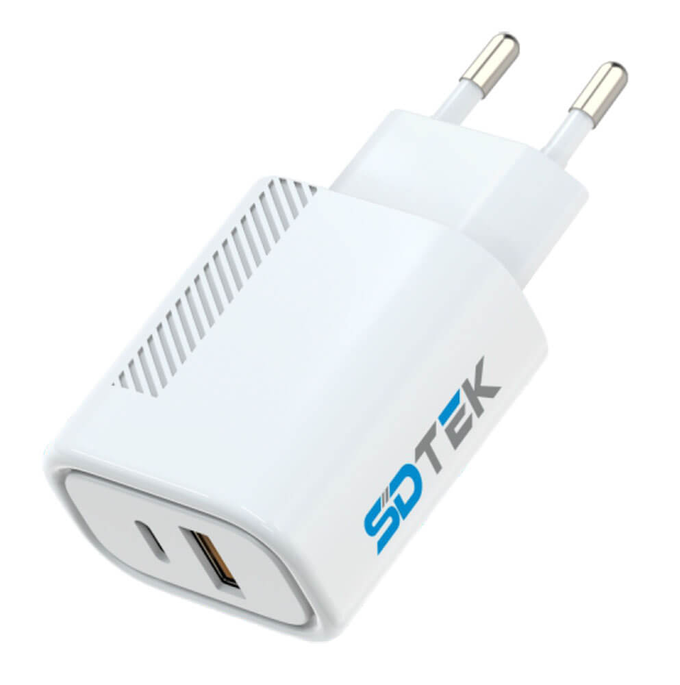 20W PD & QC 3.0 USB C Fast Wall Charger With Cable Bundle - For IPhone & IPad - White