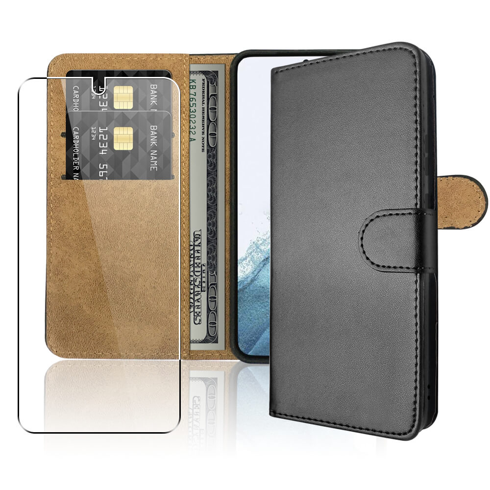ontmoeten Nationaal gat SDTEK Leather Wallet Flip Case for Samsung Galaxy S23 and Screen Protector  Cover Black (Fingerprint unlock compatible)