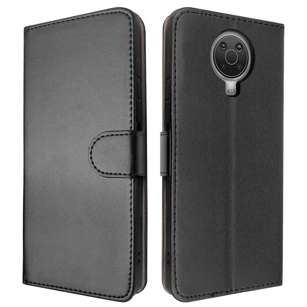 SDTEK-hoesje voor Nokia G20 / G10 lederen portemonnee Flip Book Folio-portemonnee View Phone Cover Stand Zwart