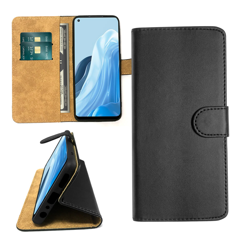 OPPO Custodia Flip In Pelle PU Per Reno8 5G – Morbida, Antigraffio, Protezione Da Cadute – Colore Nero