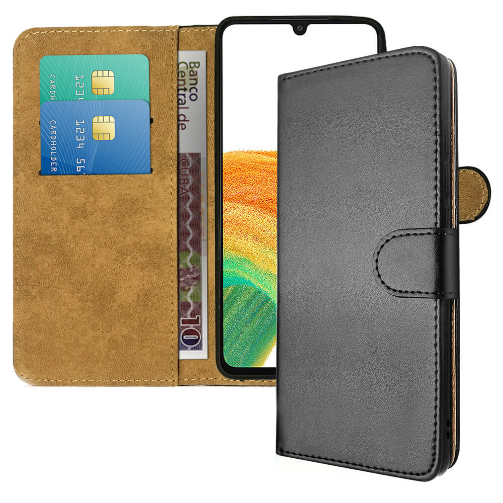 Leather Wallet Flip Cover Case for Samsung Galaxy A33 5G Black