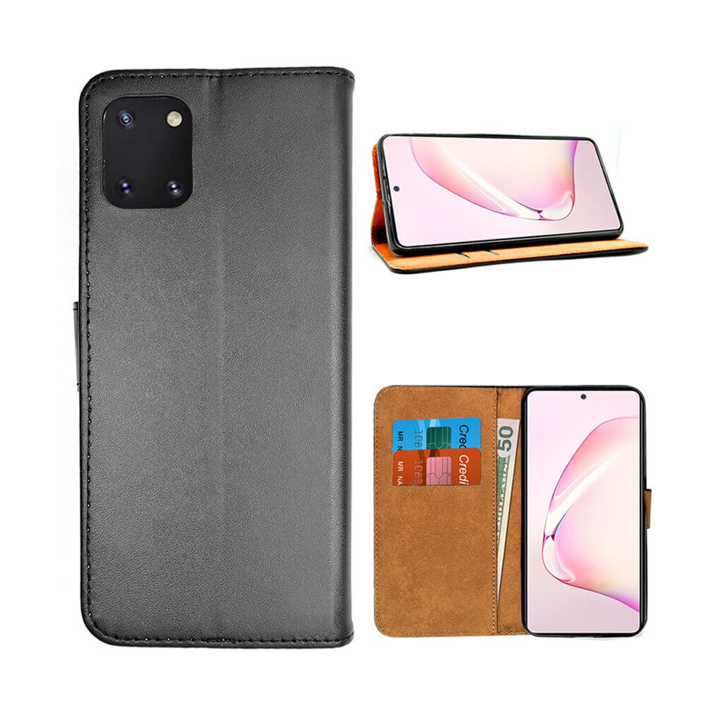 BOOK WALLET CASE For Xiaomi Mi Note 10 Lite BLACK LEATHER FLIP COVER