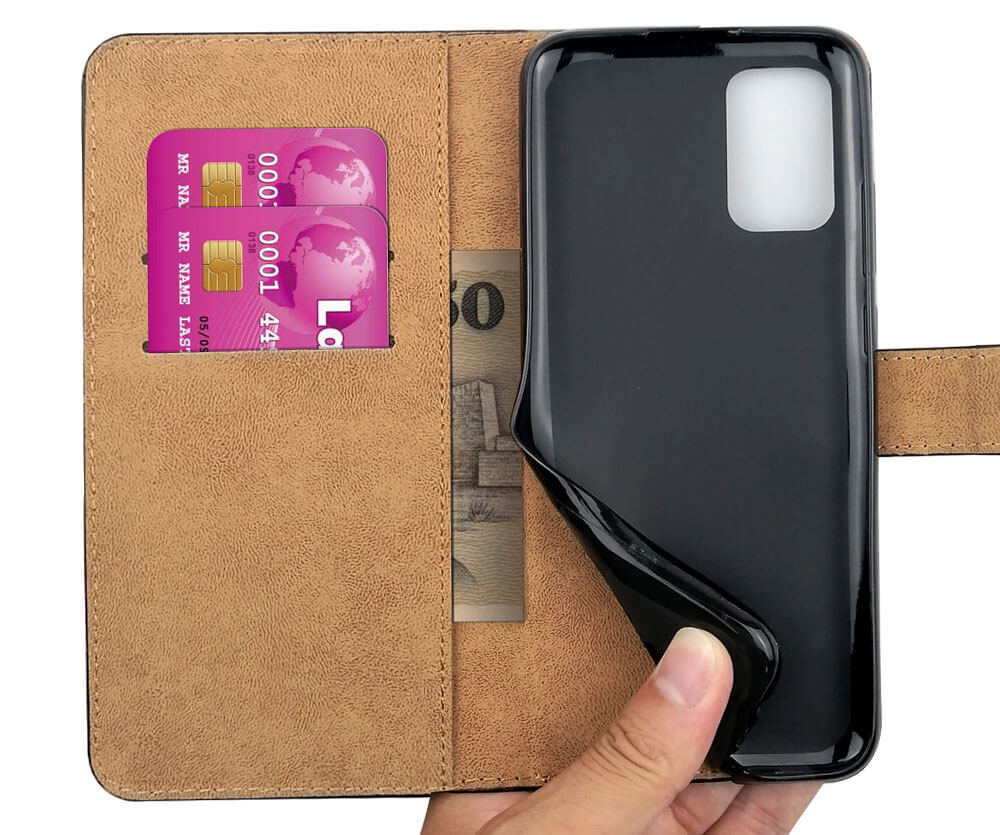 SDTEK Leather Wallet Flip Cover Case for Samsung Galaxy A02s Black