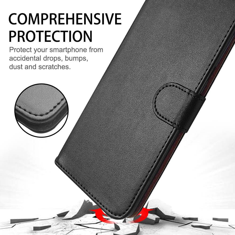 Leder-Hülle Für Huawei P Smart (2017/2018) Mit Ständer & Kartenfach – Praktische Brieftaschen-Alternative In Marine