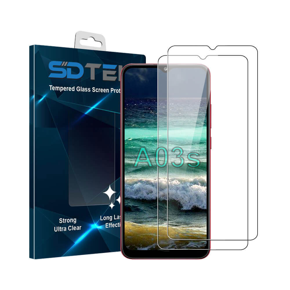 SDTEK 2x Verre Trempé pour Samsung Galaxy A03s Protection écran