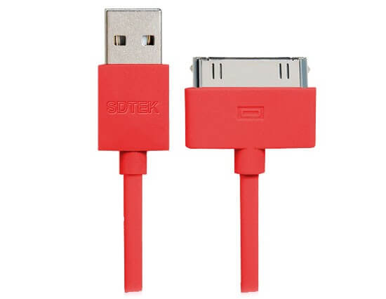 SDTEK Rood 1,5 m Lang Sterk 30-pins USB Kabel voor gegevenssynchronisatie voor iPhone 4 4S 3GS, iPad 1 2 3, iPod Touch 1 2 3 4, iPod Nano