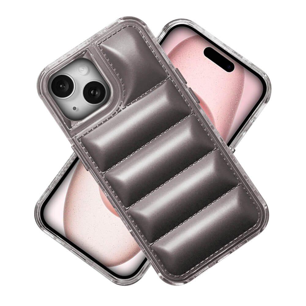 Shockproof Puffy Jacket Case for iPhone 15 / 13 Impact Protection Grey