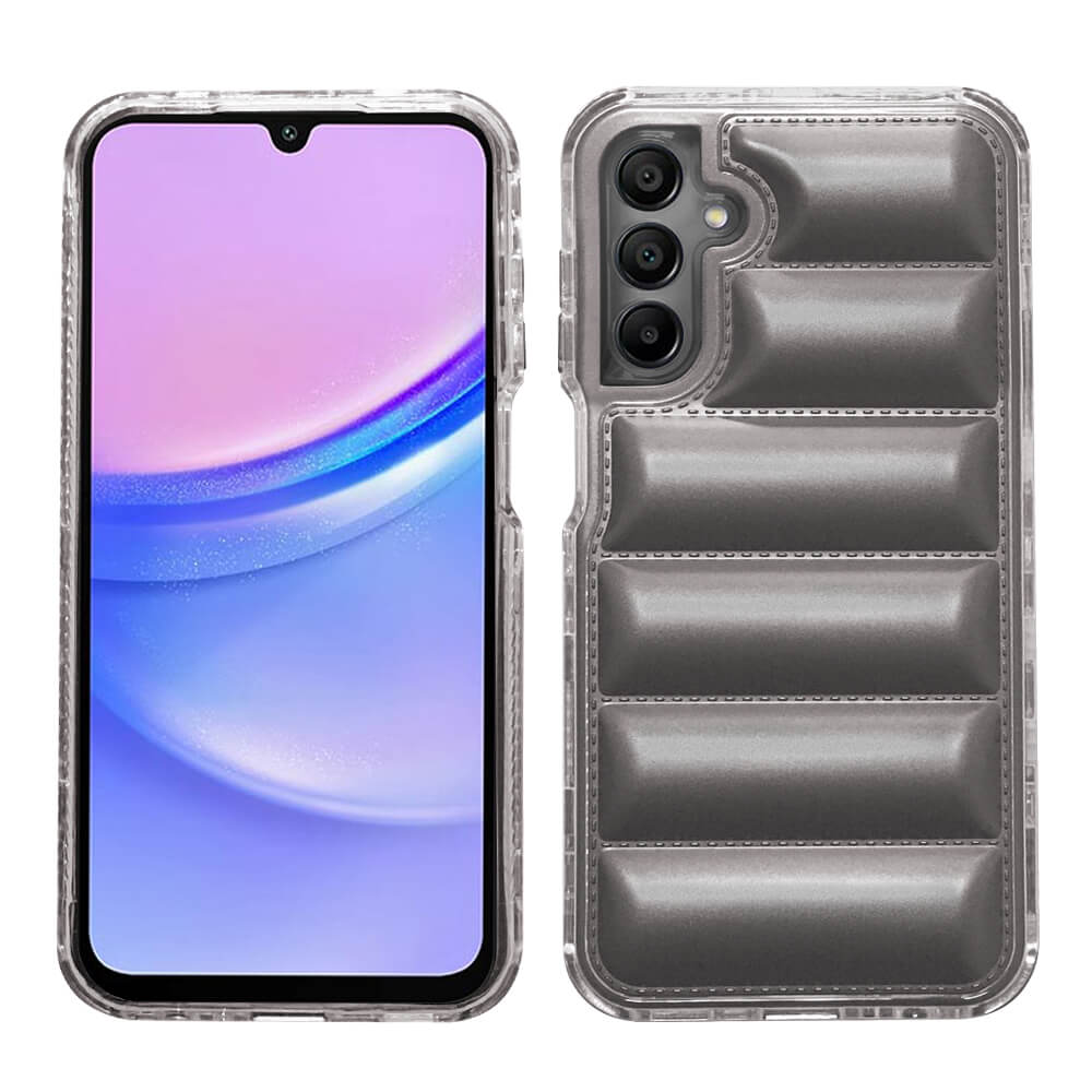 Shockproof Puffy Jacket Case for Samsung Galaxy A15 Impact Protection Grey