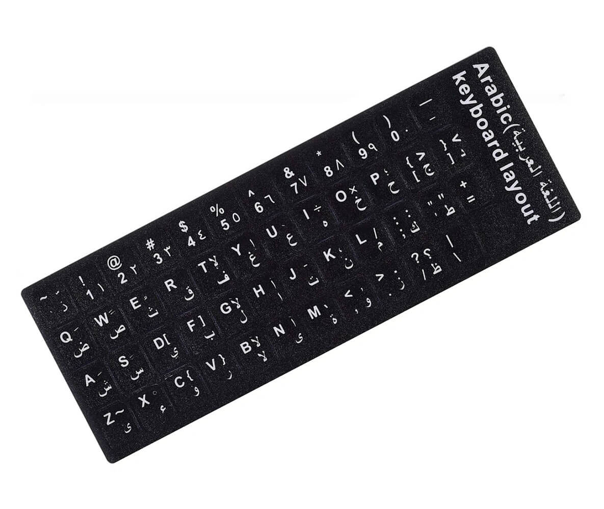 SDTEK Adesivi per tastiera araba Lettere smerigliate Etichette nere  universali per PC Laptop Notebook