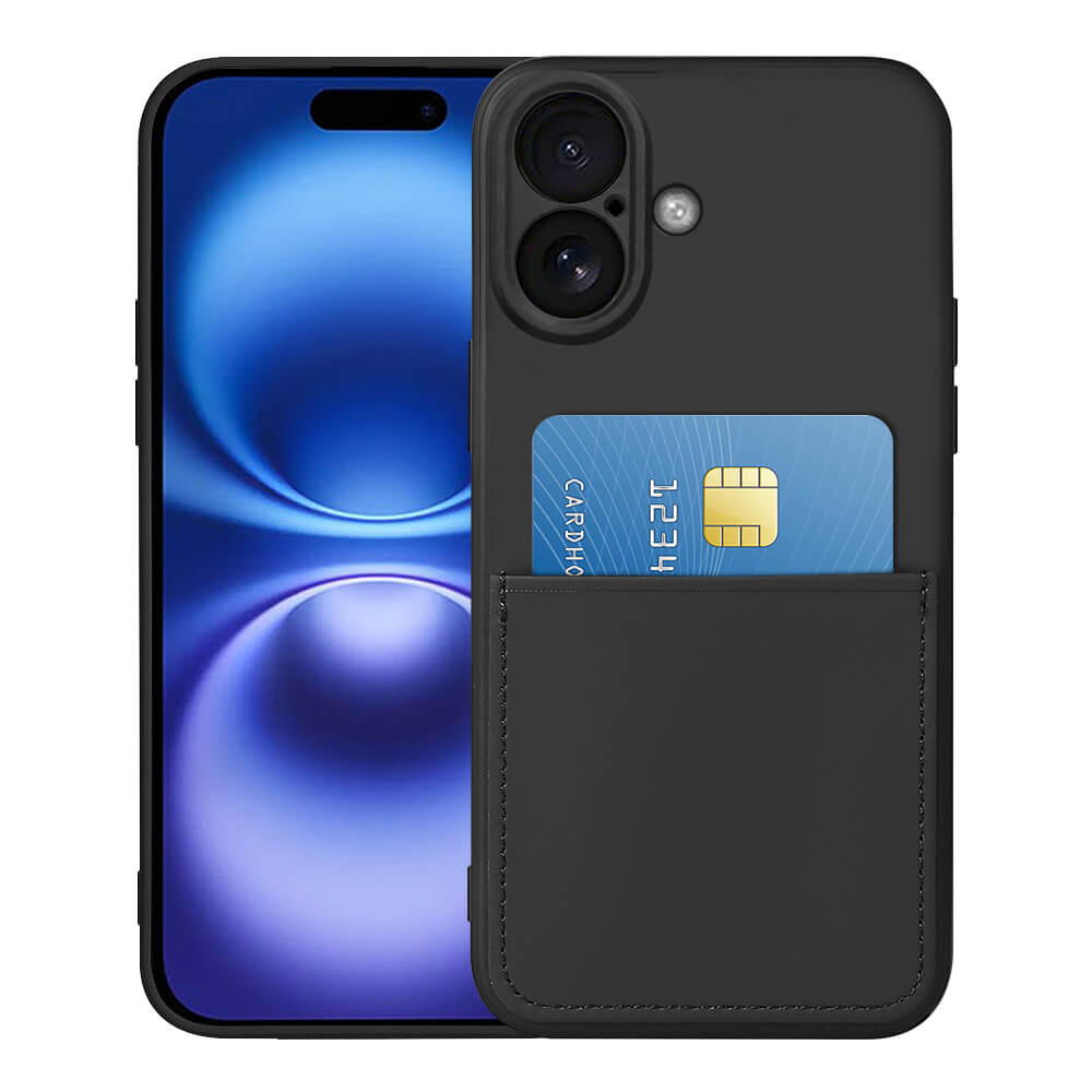 Case for iPhone 16 Slim with Card Holder Soft Lining Black