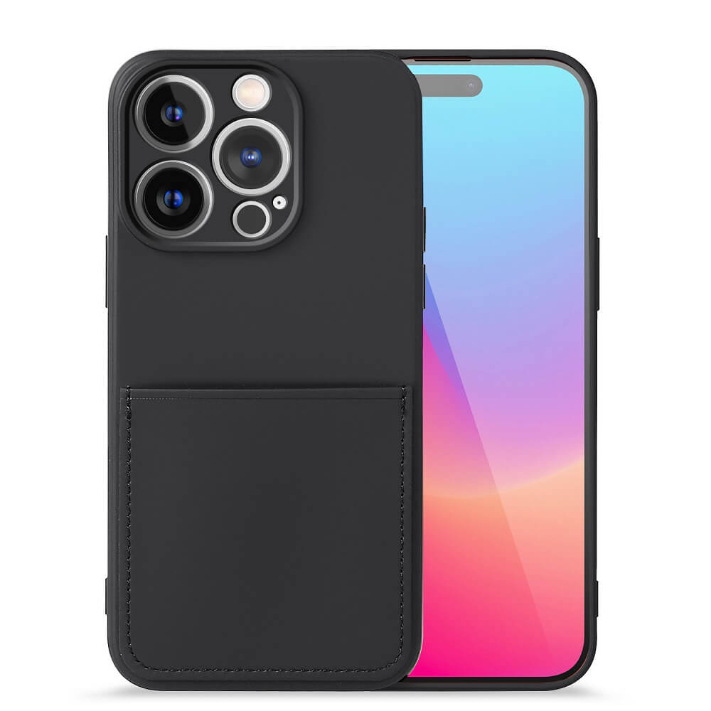 Case for iPhone 16 Pro Slim with Card Holder Soft Lining Black
