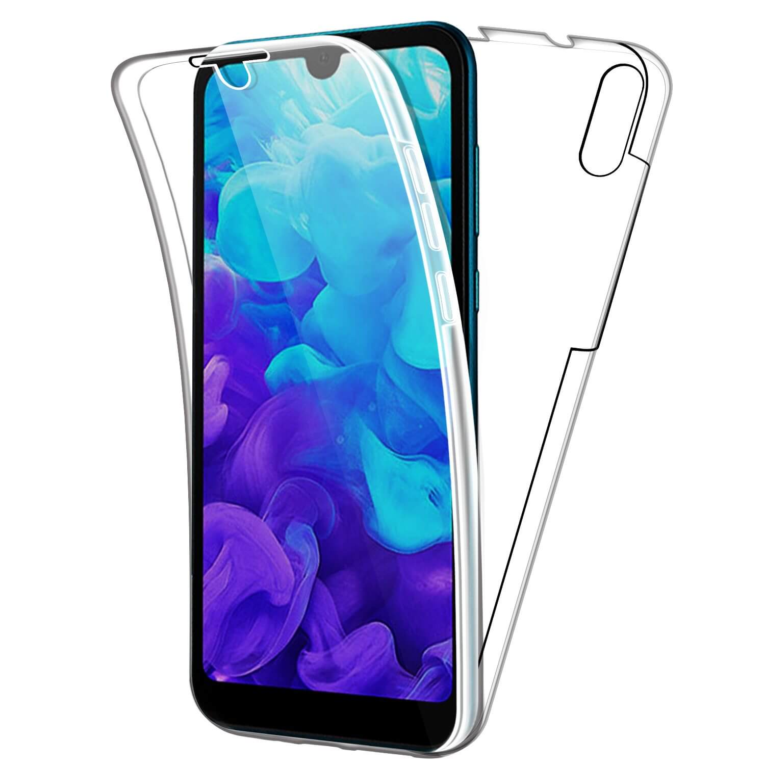 kruising zonnebloem waarde SDTEK SDTEK-hoesje voor Huawei Y5 (2019) Full-body voor- en  achterkantbescherming 360 telefoonhoes helder transparant zacht
