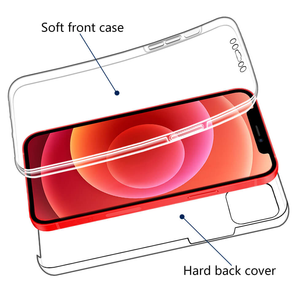 Case for iPhone Full 360 Gel Phone Cover Front + Hard Back - Picture 7 of 41