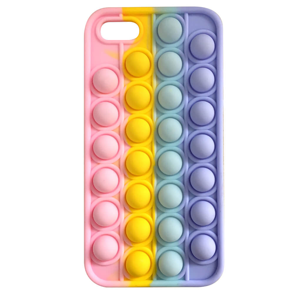 isolatie bar Verhogen SDTEK Pop Case for iPhone SE (2016-2019) 5 5s, Fidget Bubble Cover Rainbow