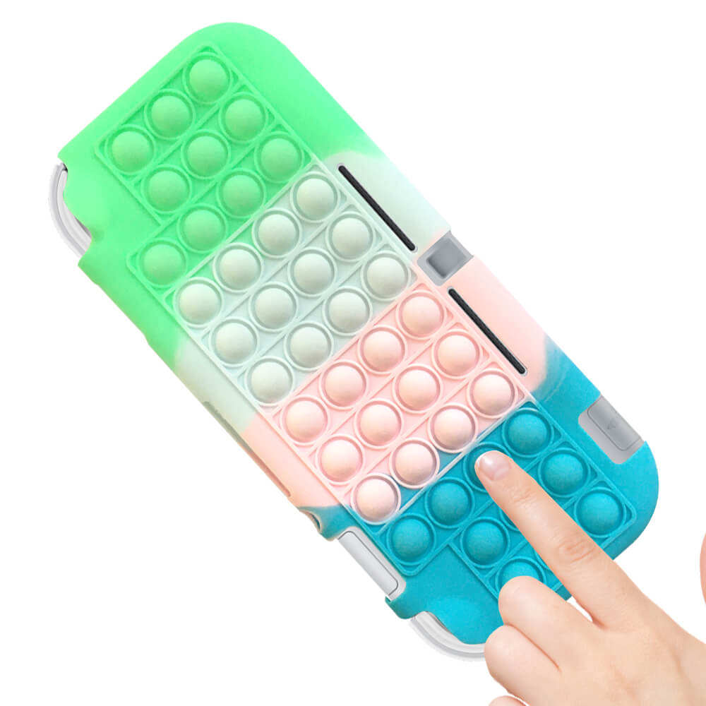 SDTEK Pop Case for Nintendo Switch Lite, Fidget Bubble It Cover Stress  Green/Pink/Blue