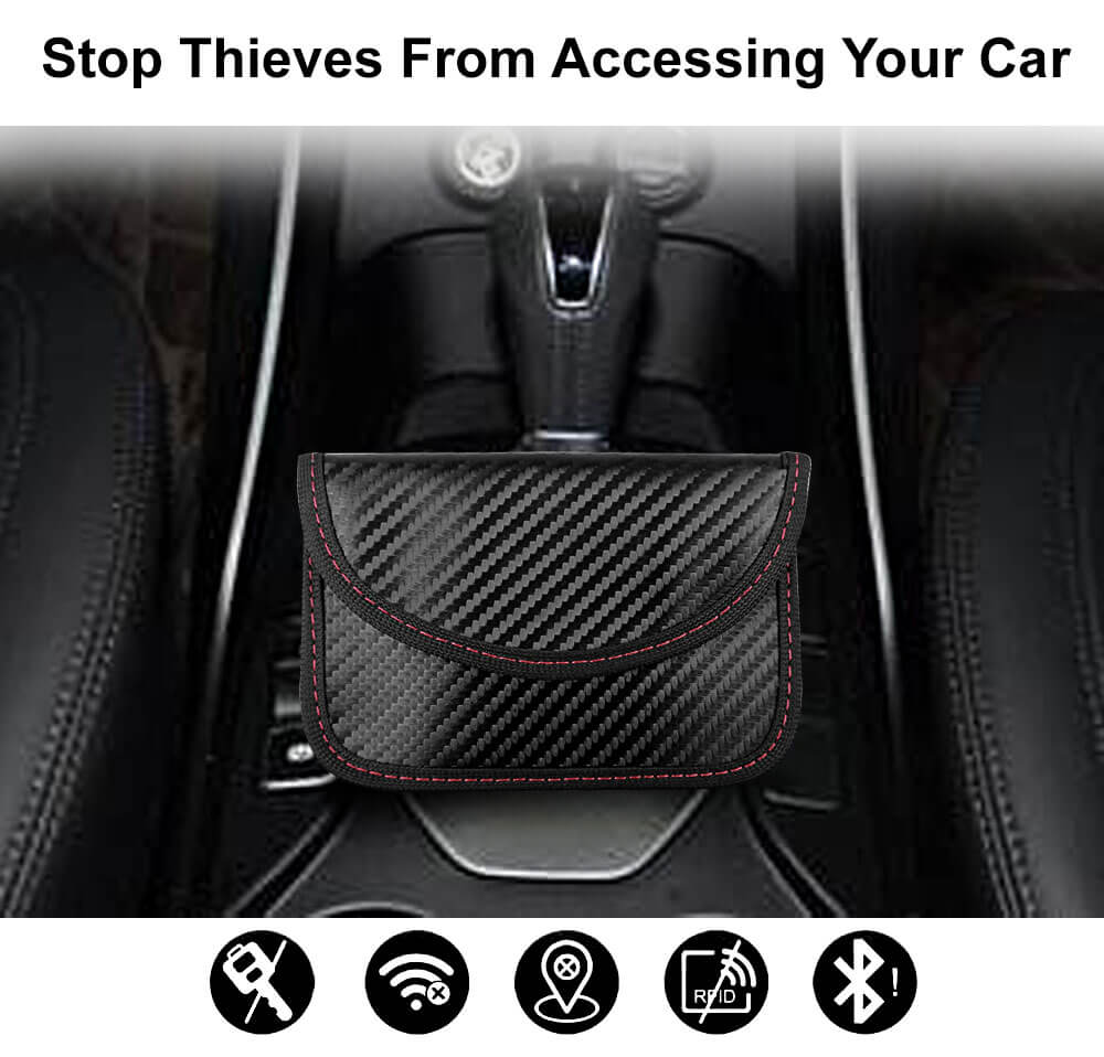 Sac Faraday Blocage Signal RFID - Pochette Pour Clé De Voiture FOB, Téléphone, Avec 2 Pochettes Carte Gratuit