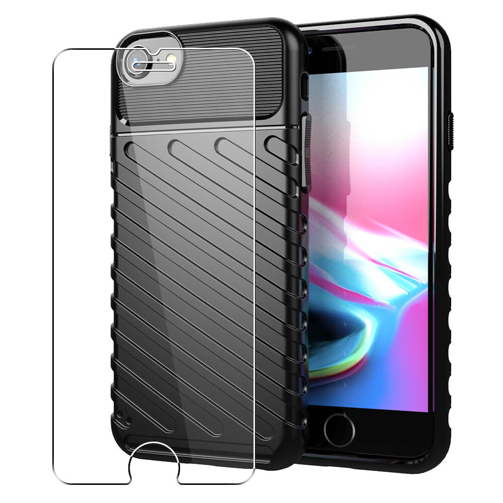 Coque Pour iPhone 6 / 6s Robuste Etui Stripes + Verre Trempé Film 360 Protection