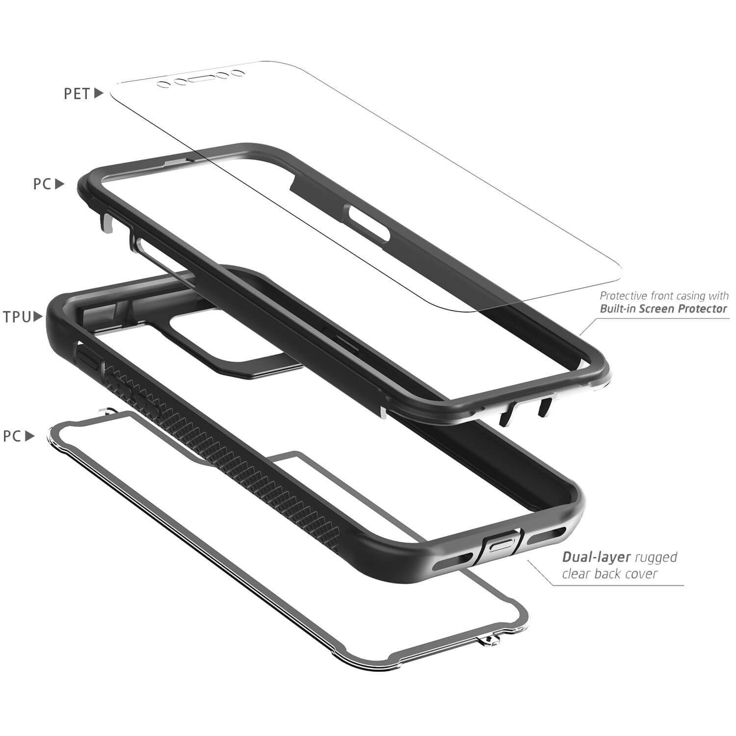 SDTEK Case for iPhone 11 Heavy Duty Cover with Built in Screen Protector