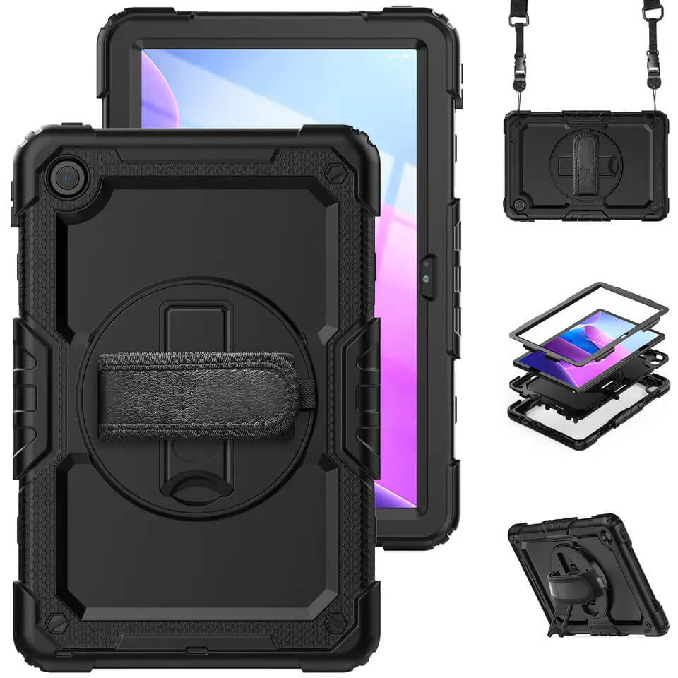 SDTEK Coque pour Apple iPad 10.2 (2020/2021) 7/8/9th Gen Sangle Transport  Robuste Noir