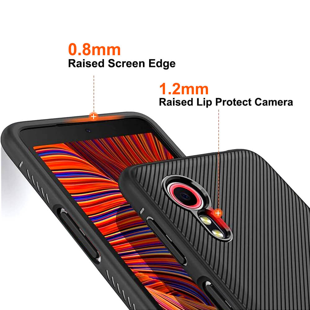 Trekken ~ kant trainer SDTEK Case voor Samsung Galaxy XCover 5 Cover met Ridge Design en Glass  Screen Protector Zwart