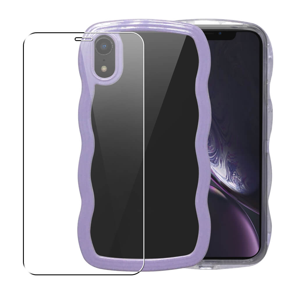 SDTEK Funda Para iPhone XR Protector Pantalla Vidrio Wave 360 Púrpura