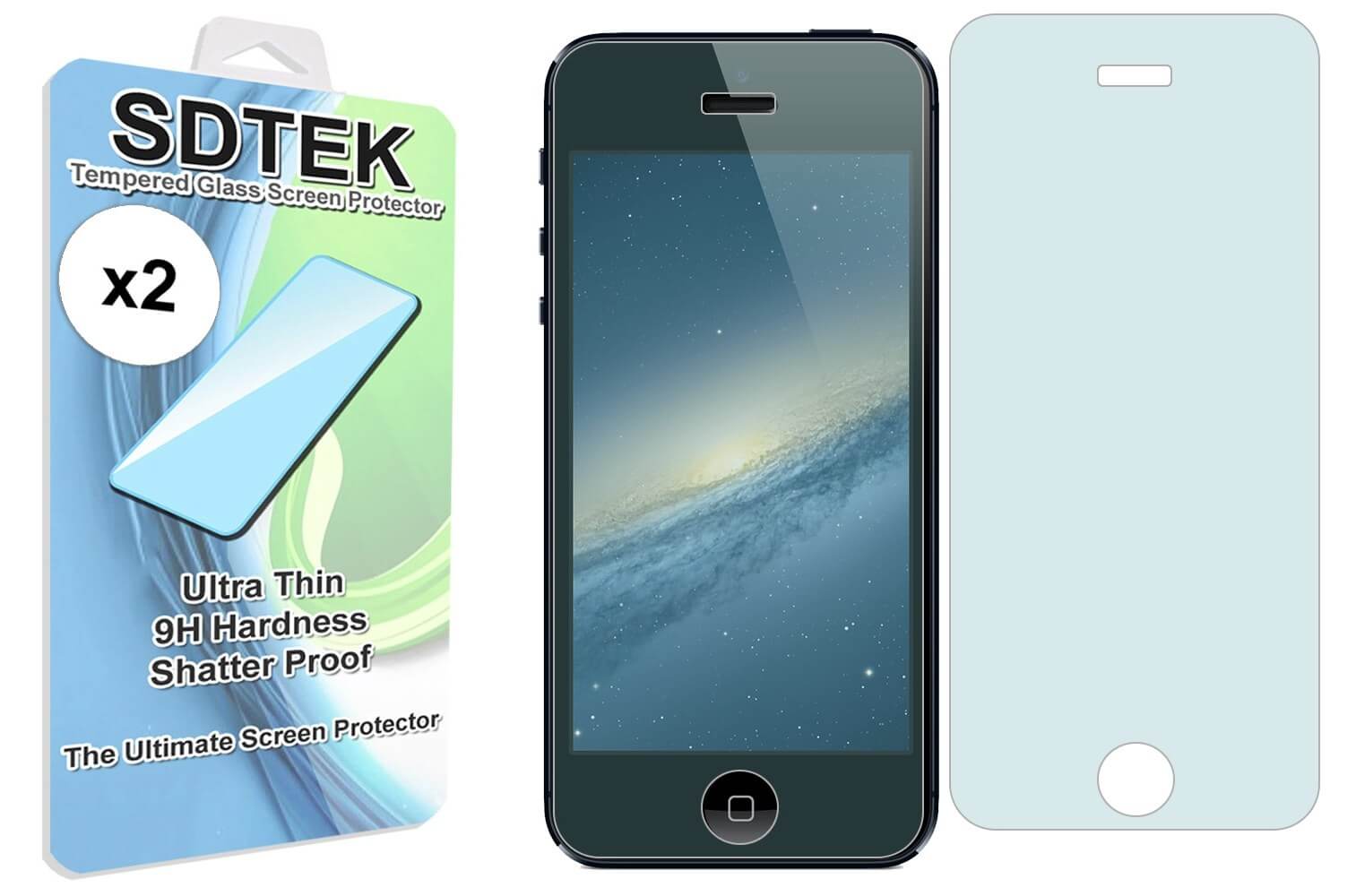 2x Verre Trempé SDTEK Pour IPhone SE (2016) / IPhone 5 / 5s / 5c - Lot De 2 Protecteurs D'écran Neufs