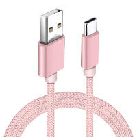 2 Metre Braided USB Type C Charging Cable Lead Compatible with Samsung, Google, Sony, iPhone 15, Moto, Huawei, Honor, Nintendo Switch and More (Pink)