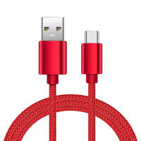 Cable Carga Braided USB Tipo C De 2 Metros Compatible Con Samsung, Google, Sony, iPhone 15, Moto, Huawei, Honor, Nintendo Switch Y Más (Rojo)