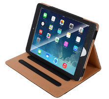 Black and Tan Full Body Protection Case for Apple iPad Air 2013 PU Leather Smart Cover with Intergrated Stand and Sleep Wake feature