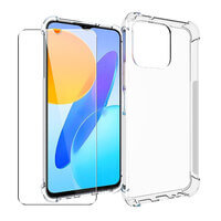 Case voor Honor 70 Lite Soft Gel Clear Cover [Airbag Corners] + Gehard Glas Screen Protector 360 Protection