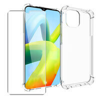 Case voor Xiaomi Redmi A1 Soft Gel Clear Cover [Airbag Corners] + Gehard Glas Screen Protector 360 Protection