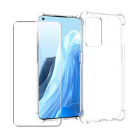 Case voor Oppo Find X5 Lite Soft Gel Clear Cover [Airbag Corners] + Screenprotector van gehard glas 360 bescherming