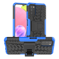 SDTEK-hoesje voor Samsung Galaxy A03s Rugged Armor-telefoonhoes met ingebouwde standaard (Blauw)