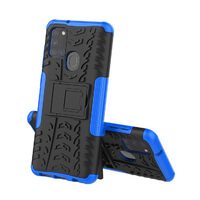 Case for Samsung Galaxy A21s Rugged Amour Phone Cover with Stand Blue