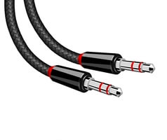Câble audio auxiliaire tressé noir de 2 mètres de long aux fils audio, câble stéréo de 2 m de 3,5 mm pour iPhone, iPod, iPad, Samsung, tablettes, voiture, téléphones