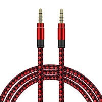 Extra Long 3 Metres Red Braided Aux Audio Cable Jack Stereo 3m 3.5mm Cable Lead for iPhones, iPods, iPads, Samsungs, Tablets, Car, Phones